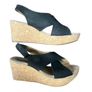 Clark's Women's Black Platform Wedge Sandal Size 7.5M